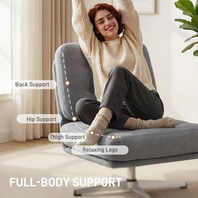 HOMCOM Obrotowy Fotel Akcentowy, Tapicerowany Fotel Czytelniczy z Chenille, Szerokim Siedziskiem, Sprężynowym Wypełnieniem i Metalowymi Nogami, Jasnoszary | Aosom PL