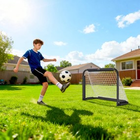 HOMCOM Zestaw Bram Piłkarskich, 2 Składane Minibramki, Rama Metalowa, Zestaw Narzędzi, 90 x 36 x 60 cm, Czarny