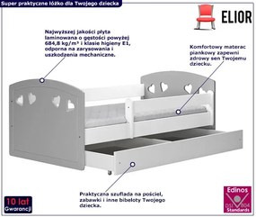 Łóżko dla dziecka z barierką Cecil 3X 80x180 - szare