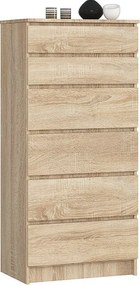 Komoda AKORD K60 Dąb Sonoma 60 cm 6 szuflad kolor Dąb Sonoma mat 60x40x130 cm