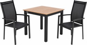 Doppler EXPERT WOOD Antracyt - ogrodowy aluminiowy zestaw wypoczynkowy 2+1