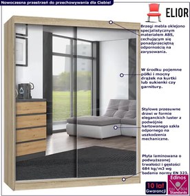 Nowoczesna garderoba z lustrami 160 cm dąb sonoma - Stoflis 8X
