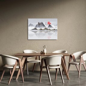 Obraz na szkle - Góry we mgle (70x50 cm)