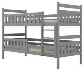 Łóżko piętrowe BARTEK 180x80 szare drewniane trzyosobowe KOCOT KIDS