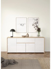 Biało-naturalna komoda w dekorze dębu 197x84x48 cm Next – Tvilum