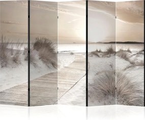 Parawan pokojowy 5-częściowy 225x172 Dwustronny dekoracyjny skandynawski coastal Beżowy Ścieżka Ku Morzu