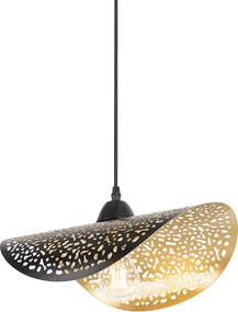 Orientalna lampa wisząca czarna ze złotem 35 cm - Japke