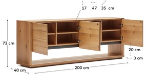 Niska komoda w dekorze dębu 200x74 cm Alguema – Kave Home