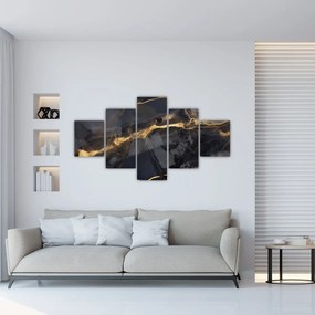 Obraz - Czarny - złoty dekor (125x70 cm)