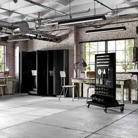 Ścianka warsztatowa, tablica na narzędzia MARIUSZ, 965 x 1555 x 610 mm, All Black: czarna