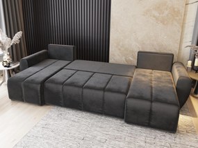 Masseno Narożnik MADISON z funkcją spania i pojemnikiem na pościel Narozniki U, Rozkładana sofa - Brązowy, SAWANA 16