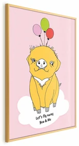 Plakat Podniebna świnka 60x90 cm z ramą złotą bez marginesu ARTGEIST B