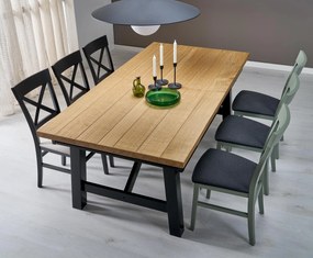 FIESTA stół rozkładany 200-280x100x77 cm dąb naturalny/czarny mieści 8-12 osób