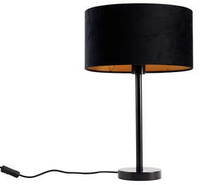 Lampa stołowa czarna z owalnym aksamitnym abażurem, 35 cm - Simplo Nowoczesny Oswietlenie wewnetrzne