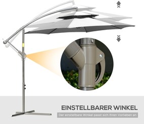 Outsunny Parasol 2,7 m Parasol na wsporniku z podstawą krzyżową Stal na zewnątrz jasnoniebieski
