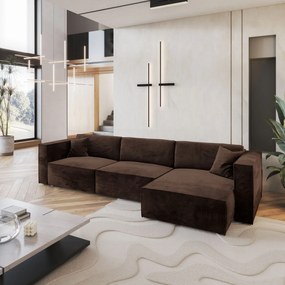 Masseno Narożnik TOLMO z funkcją spania i pojemnikiem na pościel Narozniki L, Rozkładana sofa - Brązowy, MONOLITH 29