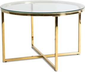 Stolik Kawowy Szklany FLIP 70 cm ze Złotymi Nogami Glamour