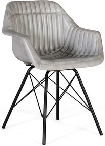 Szezlong Rembourrée z szarej skóry z rembourré i przechylonym teczką