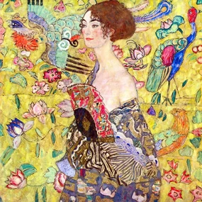Reprodukcja obrazu Gustava Klimta – Lady With Fan, 70x70 cm