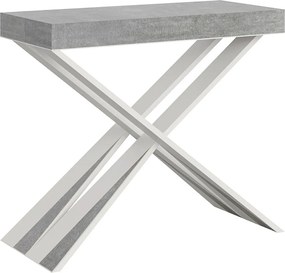 Rozkładany stół konsolowy 90x40/300 cm Diago Cement Biała rama