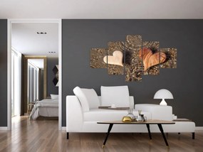 Obraz - Drewniane serca (125x70 cm)