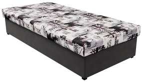 Tapczan z materacem sprężynowym i pojemnikiem na pościel NOE 90x200 szary/czarny