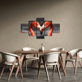 Obraz dwóch zakochanych flamingów (125x70 cm)
