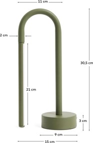 Zielona metalowa lampa stołowa LED (wysokość 30 cm) Bow – Kave Home