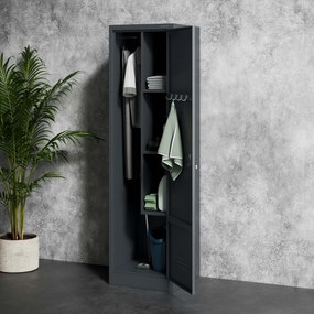 Metalowa szafa gospodarcza AGNES, 500 x 1850 x 500 mm, antracyt
