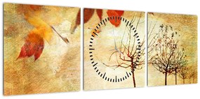 Obraz - Jesienny nastrój (z zegarem) (90x30 cm)