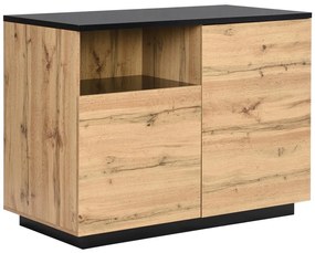 Wyspa kuchenna 2-drzwiowa z 1 wnęką z MDF-u – Naturalny i czarny – CORELINA