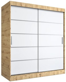 Szafa przesuwna dąb artisan + biały 180 cm E9-G29