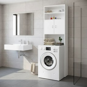 Wysoka szafka nad pralkę SILKE, 185×63×20cm, biała Casaria