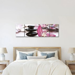 Obraz kamieni do masażu i storczyków (170x50 cm)