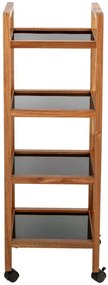 Mobilny regał z drewna akacji FONDI, 4 poziomy, wys. 101,5 cm
