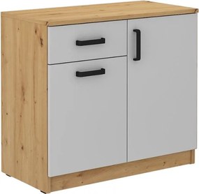 Komoda MALTESA - Dąb artisan / Front Szary / 2 drzwi / 80 cm