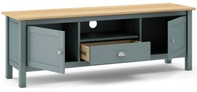 Szarozielona szafka pod TV z litego drewna sosnowego 158x53x40 cm Misti – Marckeric