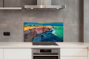 Szklany Panel Skały nad Brzegiem Morza