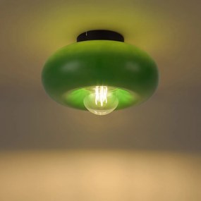 Lampa sufitowa retro czarna z zielonym szkłem 30cm - Glaze