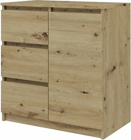 Komoda Malwa 1D3S | Dąb Artisan |80x40x75 cm | 3 Szuflady, 1 Drzwi