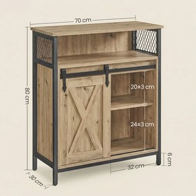 Komoda loftowa z drzwiami przesuwnymi 70 cm Faro 029, dąb Artisan