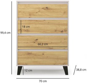 Komoda na czarnych nóżkach kaszmir + dąb artisan D1-L52