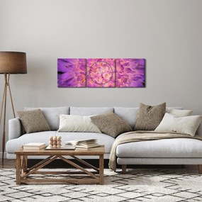 Szczegółowy obraz kwiatu (z zegarem) (90x30 cm)