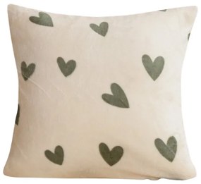Mikropluszowa poszewka na poduszkę HEARTINO 45x45 cm, kremowy