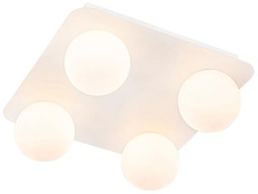 Zewnetrzna Nowoczesna lampa sufitowa do łazienki biała kwadratowa 4-światłowa - Cederic Nowoczesny Oswietlenie zewnetrzne