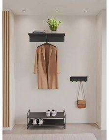 Czarny stalowy wieszak ścienny z półką 21,5 cm A-Coat – Zone