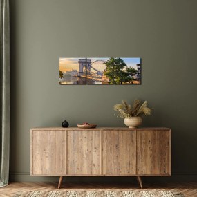 Obraz - Most nad rzeką, Budapeszt, Węgry (z zegarem) (90x30 cm)