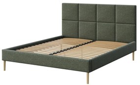 Zielone tapicerowane łóżko dwuosobowe ze stelażem 180x200 cm Alano – MESONICA