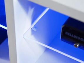 Szeroka szafka RTV Bridge V2 z frontami w kolorze drewna