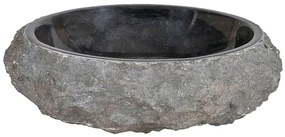 Okrągła umywalka nablatowa z czarnego marmuru - Hafi